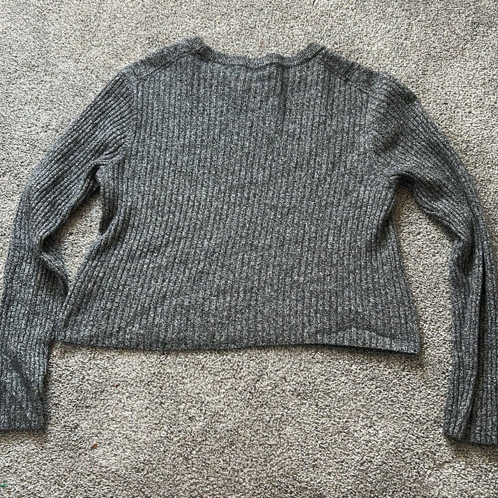 Aritzia Babaton Nathaniel Cropped Sweater gray Wool Knit Pullover - Picture 5 of 5